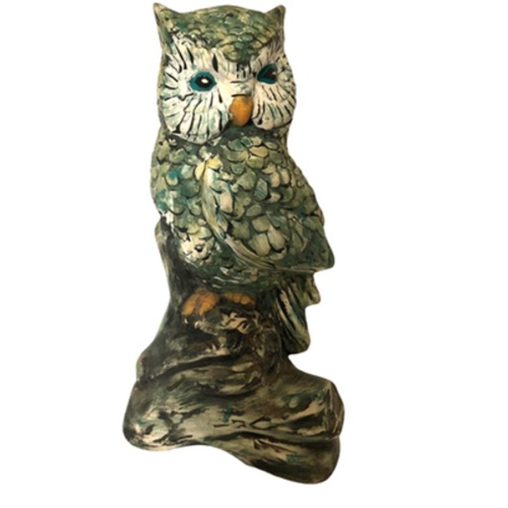 Vintage Atlantic Mold Ceramic Owl Hand Painted Hobbyists Mid Century Figurine